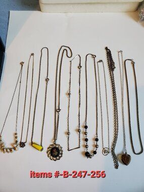 10 Silver Chain Necklaces, items # B-247-256,. wt. 50 grams.